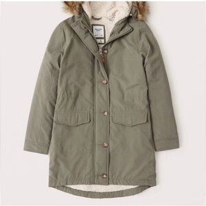 ABERCROMBIE & FITCH SHERPA LINED MILITARY PARKA JACKET COAT